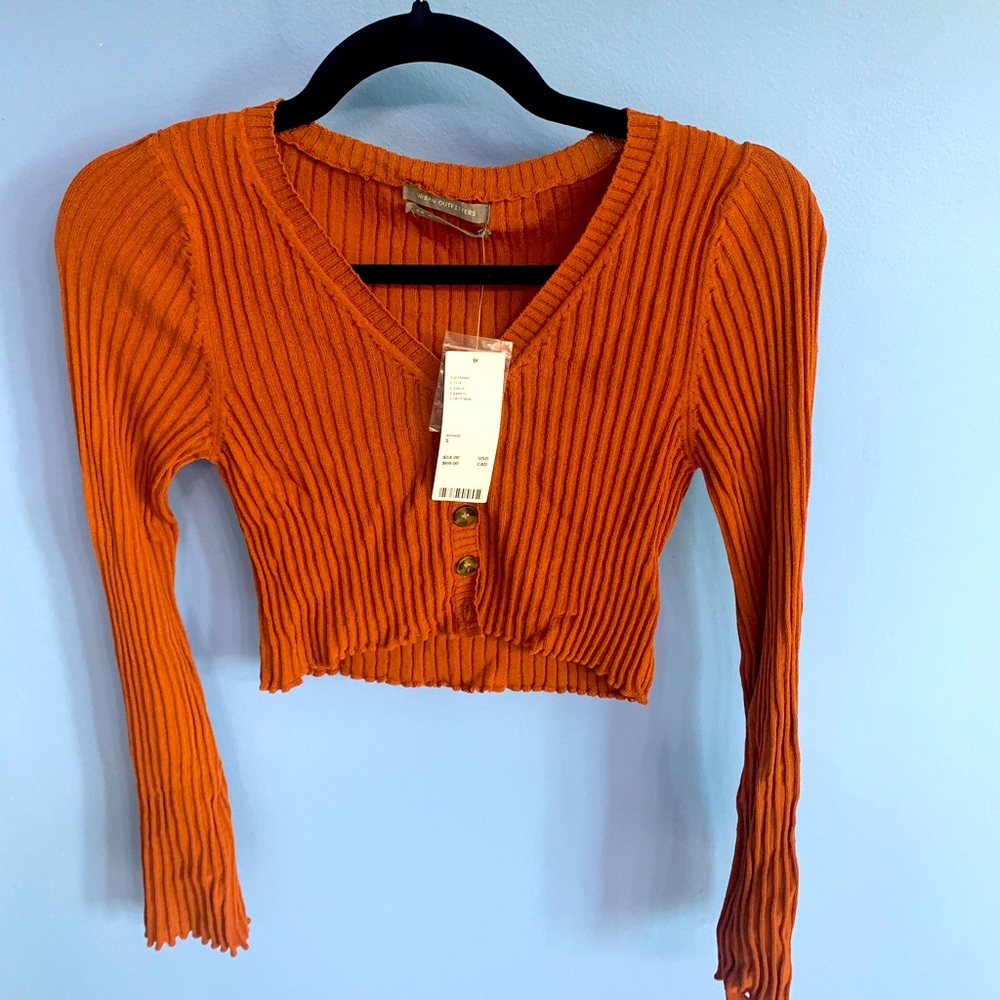 Long Sleeve Button Down Crop - Urban Outfitters, Brand New
